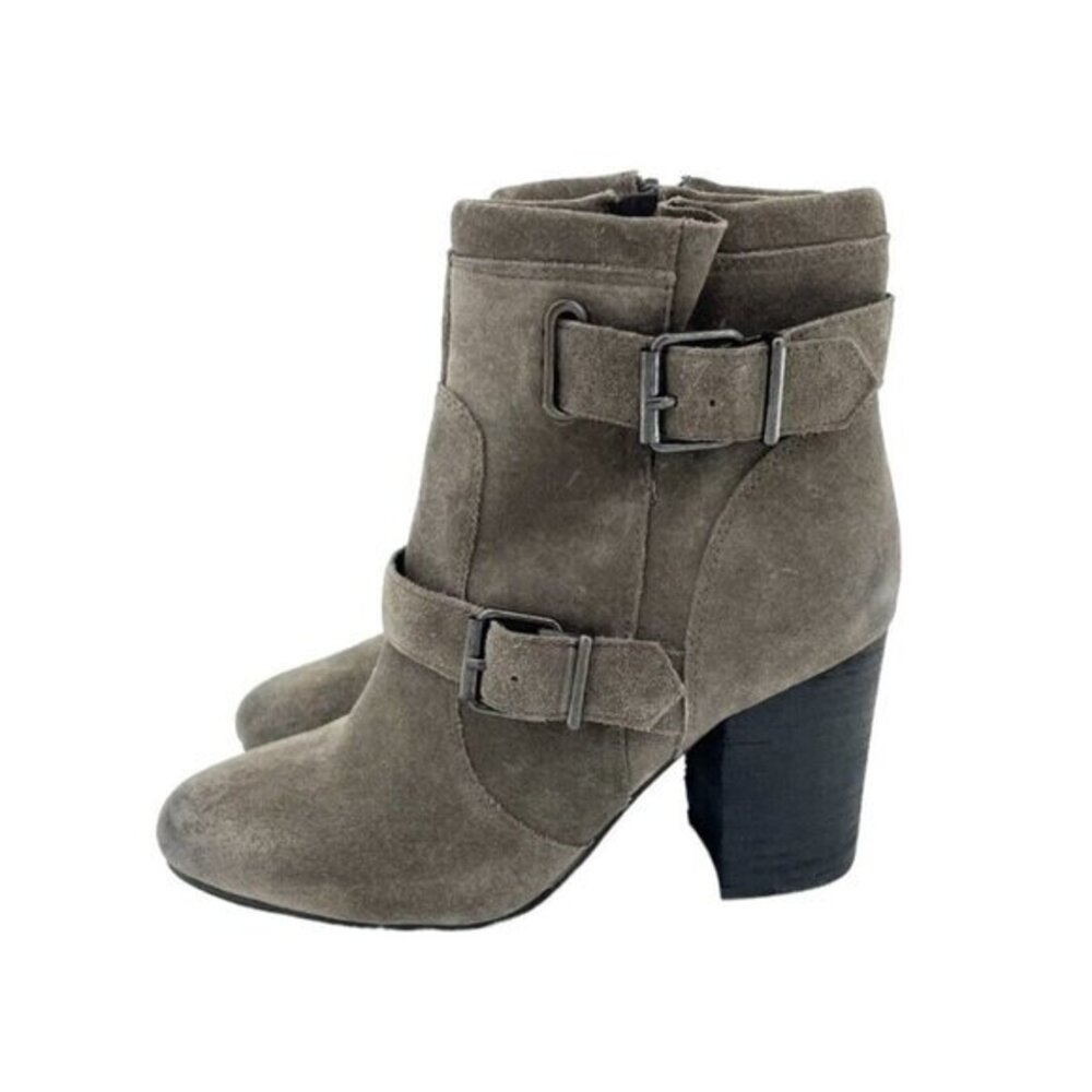 Vince Camuto Ankle Boots Simlee Grey Wild Mushroom Suede Leather SZ 9 New